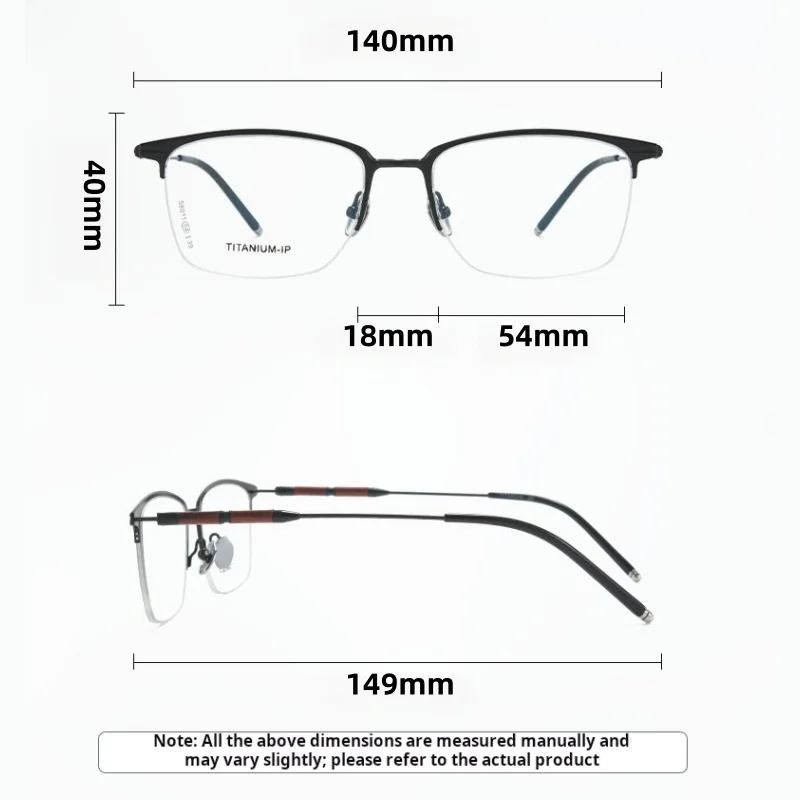 MOMOJA Alloy Square Men's Half Eyeglasses Frame Super Light Fashion Exquisite High-Quality Business Daily Casual Glasses YH58011