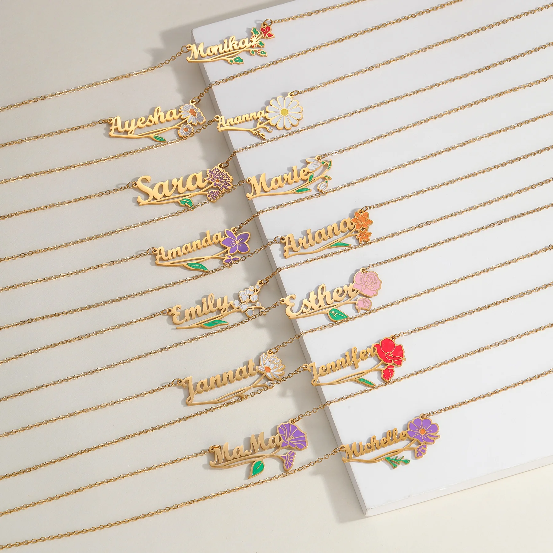 Birth Flower Necklace - Acheerup Kalung Bunga Warna Cetak UV