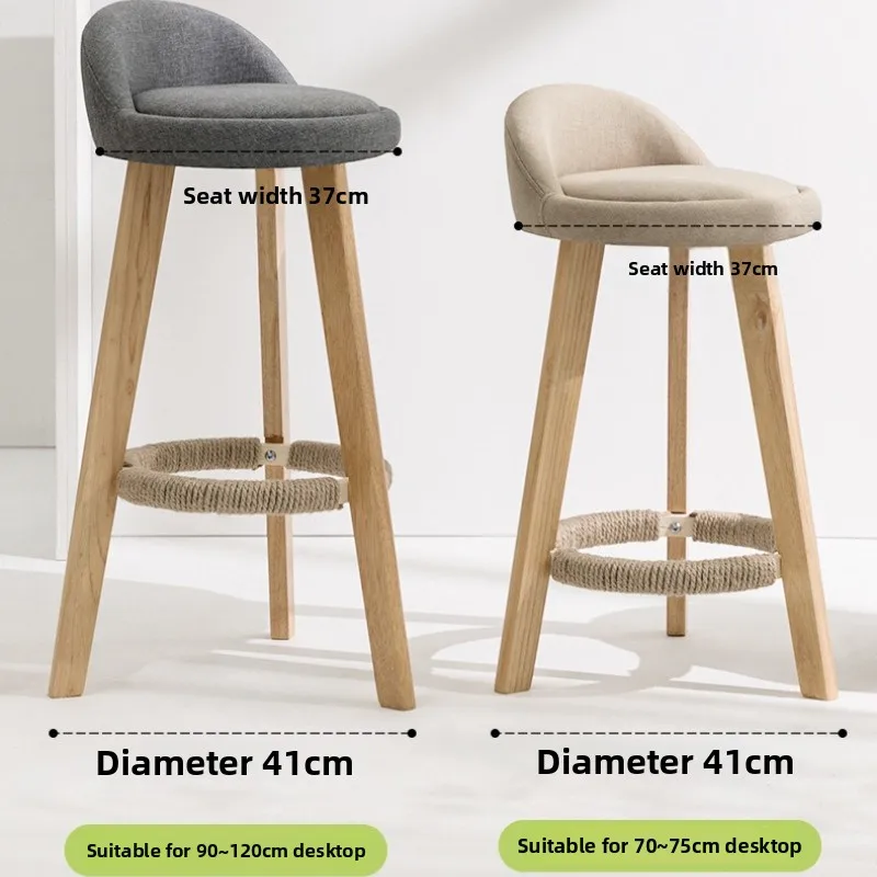 

Firm New Bar Chair Front Desk Cashier High Bar Stool Bar Chair Household Solid Wood Nordic Leisure High Stool