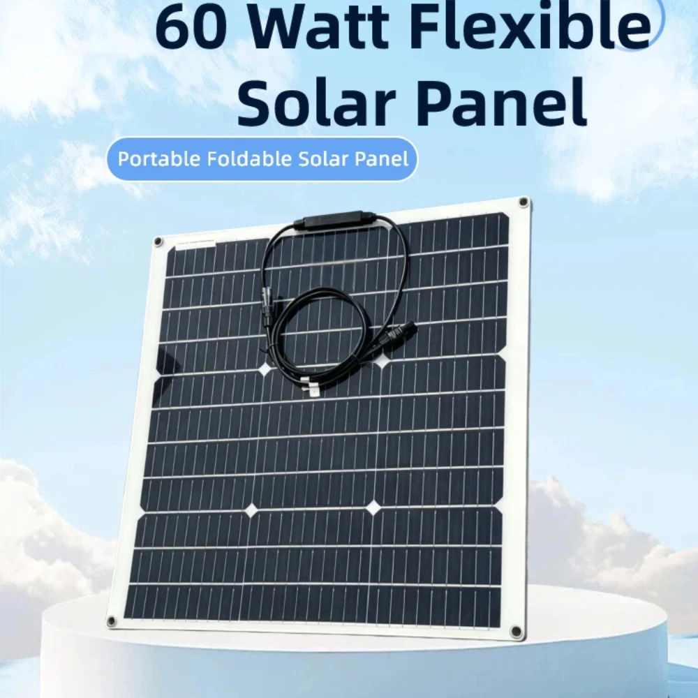 60W Hocheffizientes PET Flexibles Polykristallines Solarmodul Wasserdicht Langlebig 12V PV-Modul für Wohnmobil Boot Auto Outdoor-Aufladung