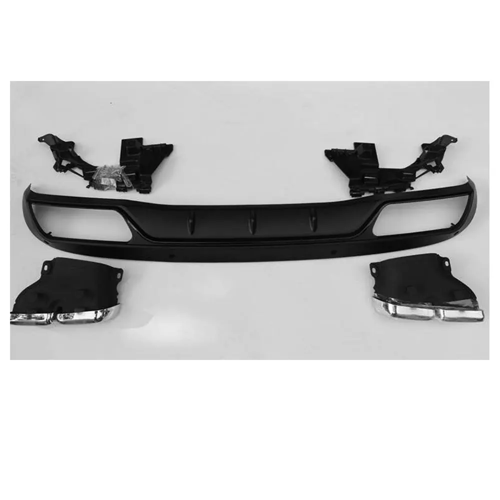 PP Rear Bumper Lip Diffuser Exhaust Tips 4 Outlet for Benz C Class W205 C200 C220 Sedan 4 Door Change to C63 AMG look 15-17 view 2