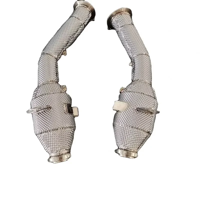 Professional 304 Stainless Steel Catted Exhaust Downpipe with Heat Shield for Mercedes BENZ W205 C43 Left Drive