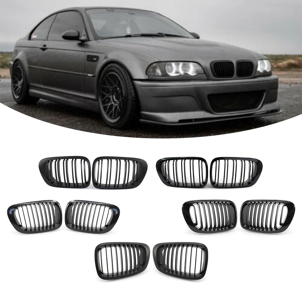 1Pair Car Front Kidney Bumper Grille Grill Kits For BMW 3 Series E46 1999-2003 & M3 Coupe/Cabrio 2001-2006