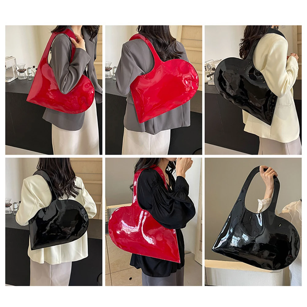 

Luxury Design Heart Fashion Clutch Purse PU Leather Trendy Tote Bag Solid Color Summer Top Hand Bag for Women and Girls