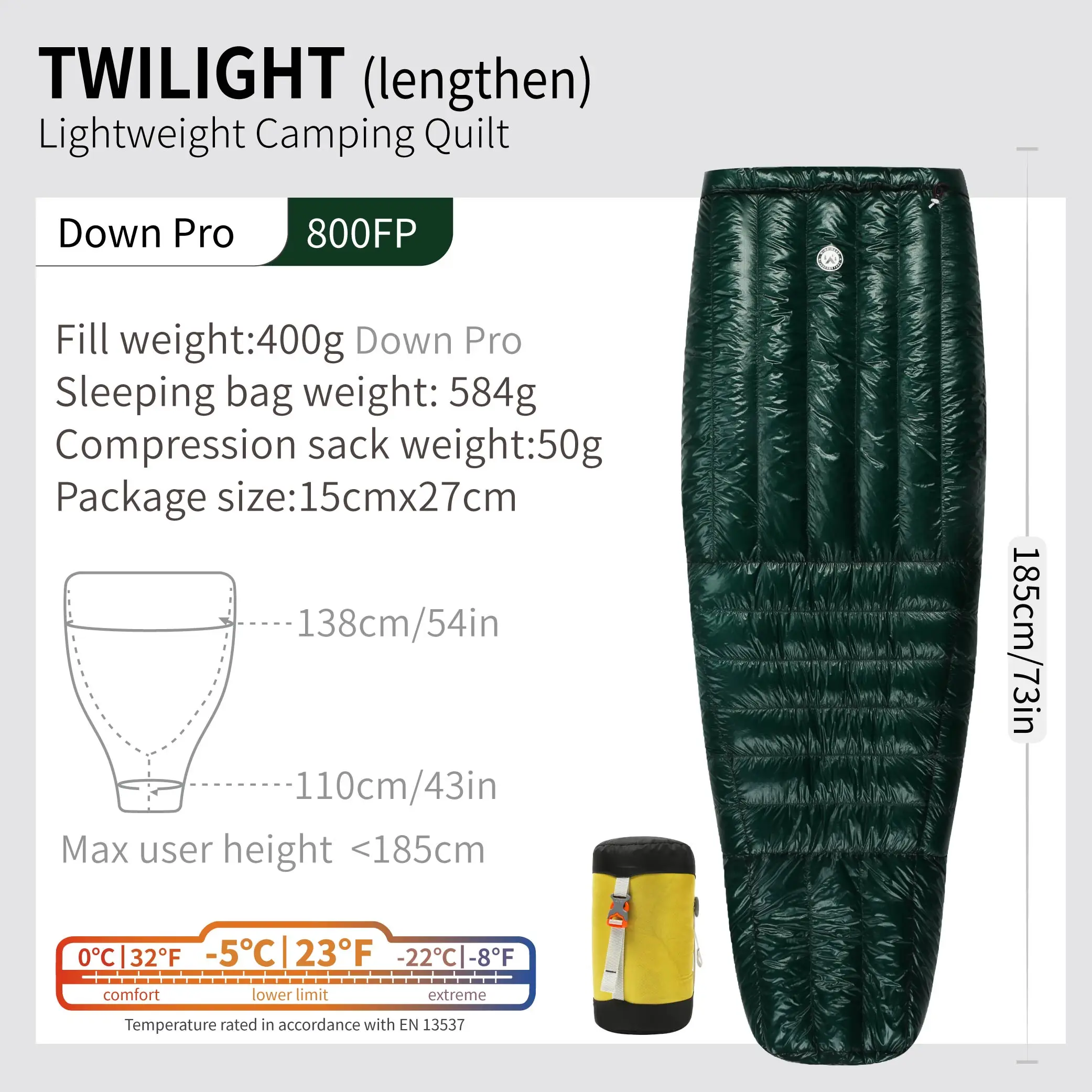 AEGISMAX WIND HARD Twilight 800FP Duck Down Backpacking Sleeping Bag Ultralight Winter Camping Equipment image 3