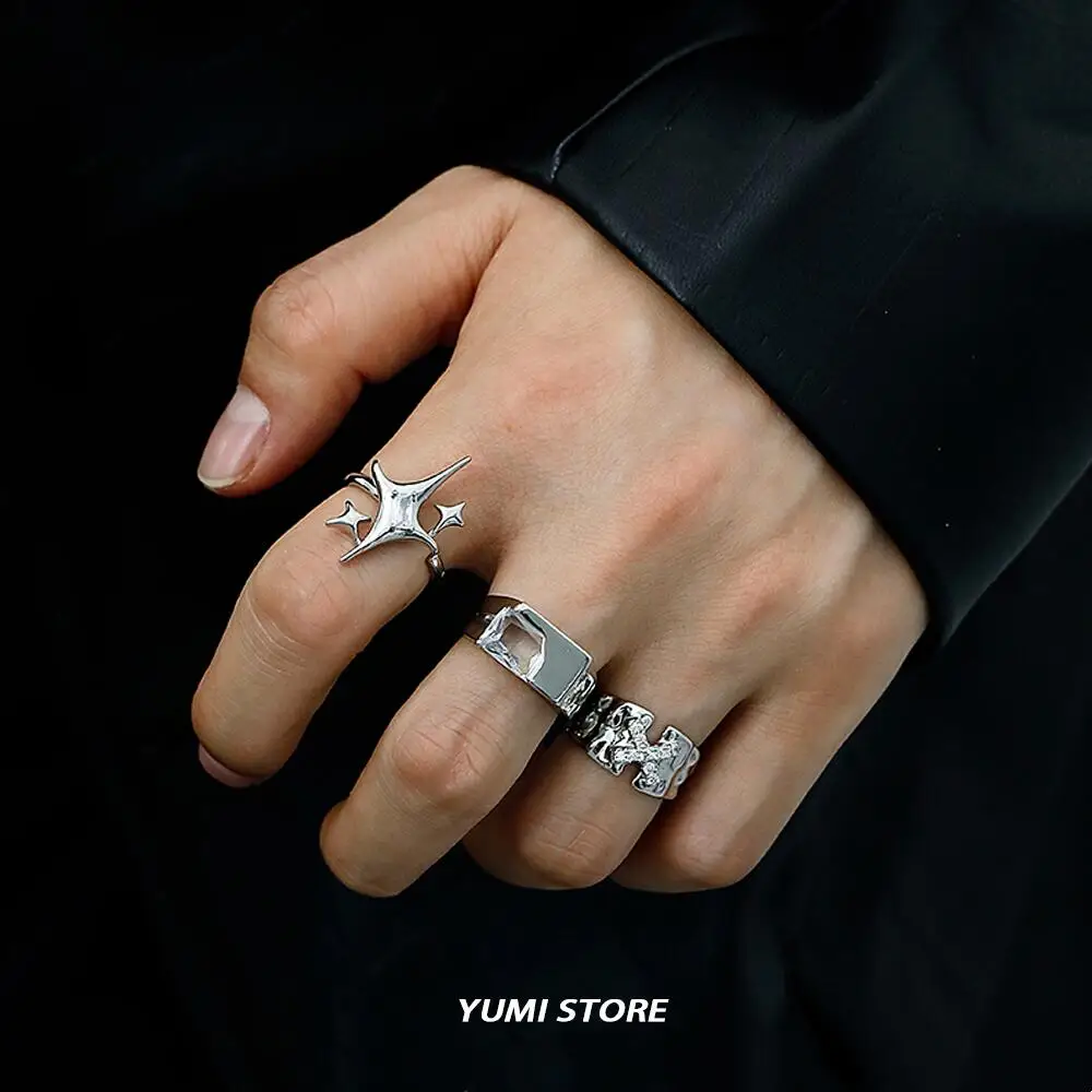 Trend Stern Kreuz Ringe Für Mann Frauen Hip Hop Unregelmäßigen Zirkon Offenen Ring Unisex Schmuck