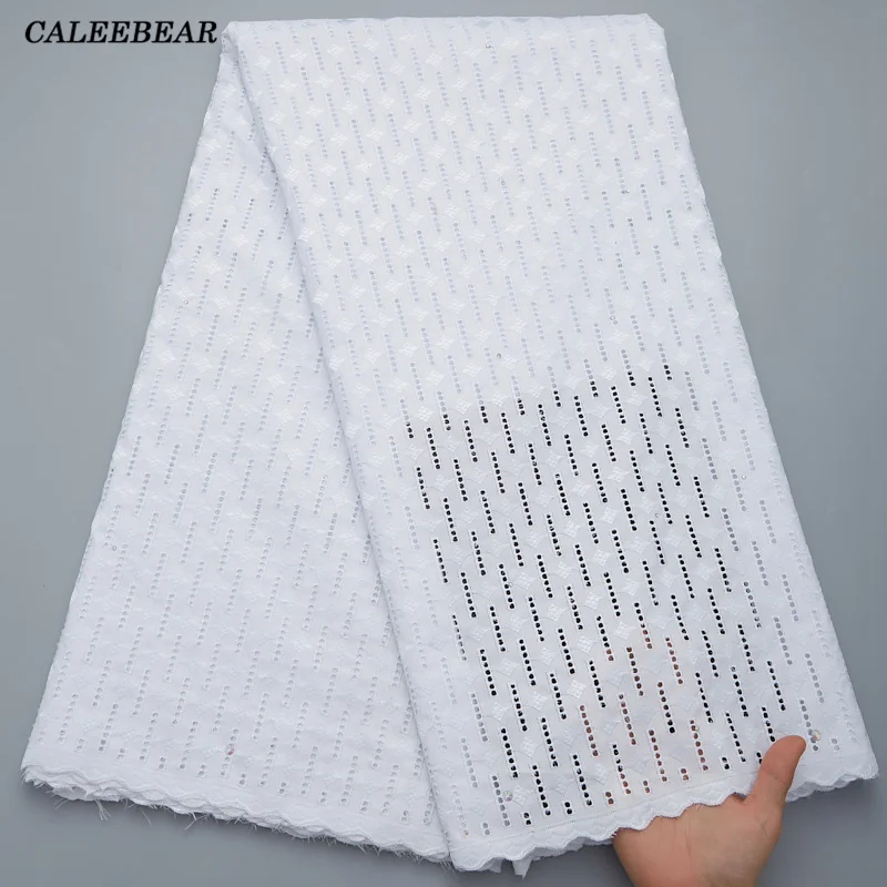 

Latest White Cotton Swiss Voile Lace Fabric Comfortable African Lace Fabric Embroidery Lace Mateial For Men Cloth Sewing S2794