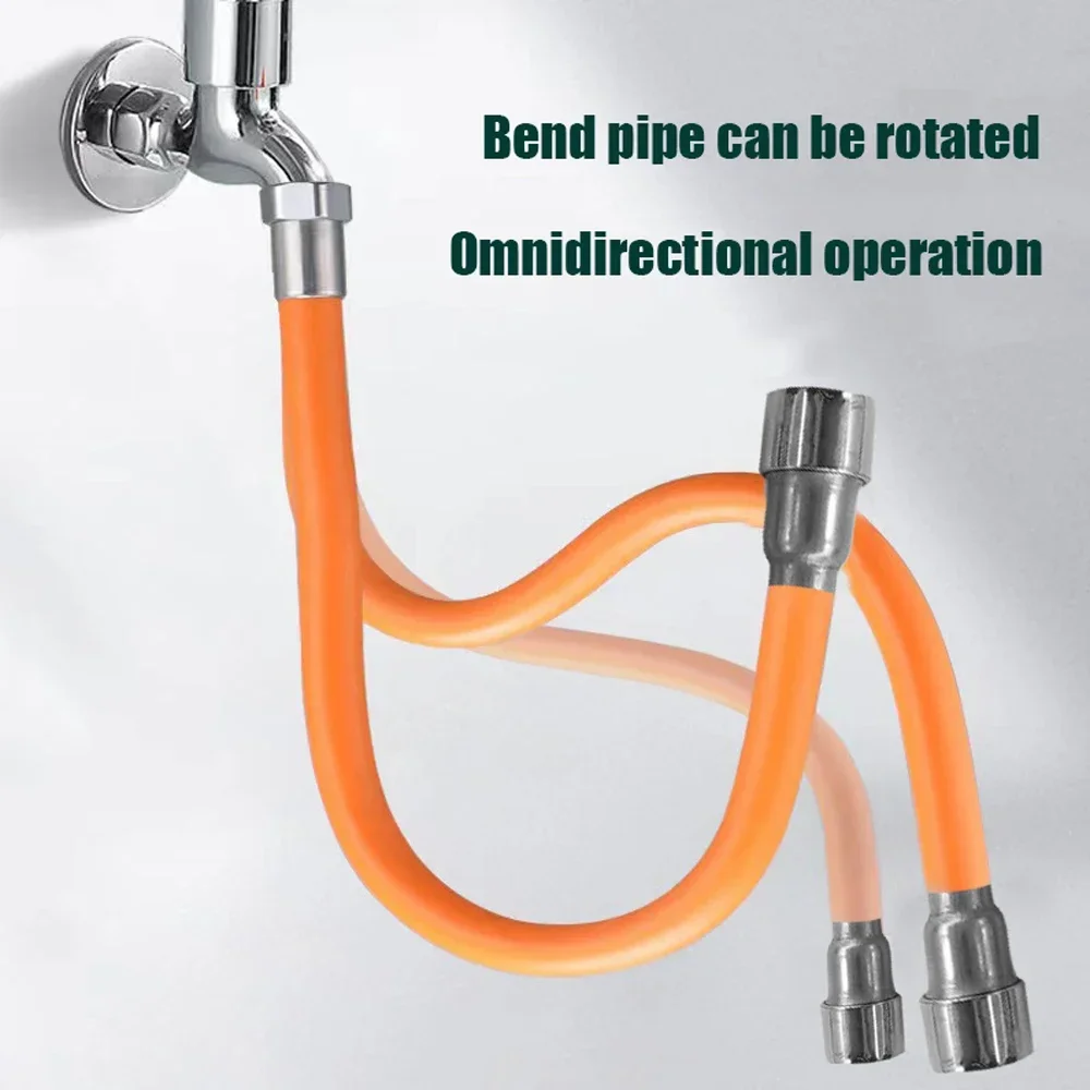 

Stainless Steel Tap Hose Extender Adjustment Free Bend Splash Proof Universal 360 Degree Extension Tube Adapter Kitchen Sink