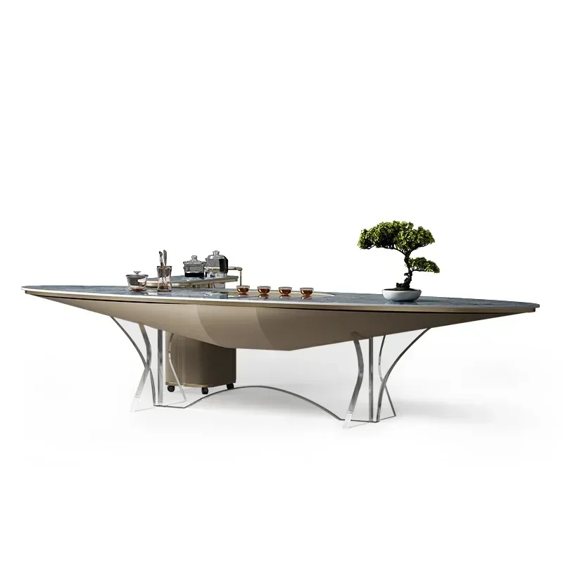 Light luxury modern rock slab large board tea table