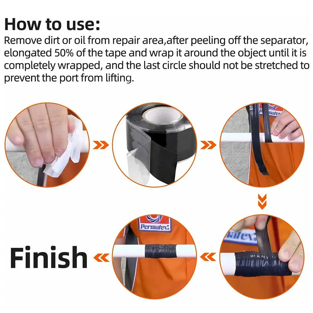 Super Strong PVC Waterproof Silicone Tape Water Pipe Quick Leak Proof Repair Insulation Adhesive