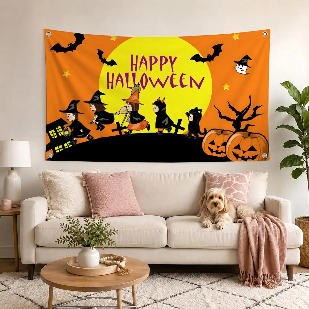 Halloween Festive Typography Flags Decor Garage Flags for Bedrooms Outdoor Decor Tapestry Flaga Advertising Barber Shop