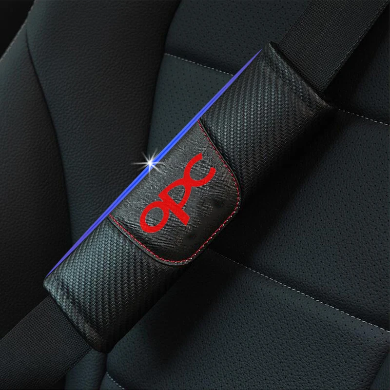 

For Opel Zafira Vectra Insignia Regal Lacrosse Astra Mokka Opc 2pcs Carbon Fiber Leather Car Seat Belt Cover Car Accessories