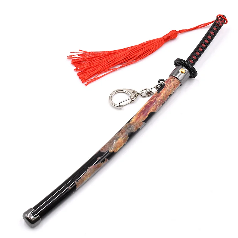 23cm Rivers of Blood Sword Eldens Game Weapon Zinc Alloy Keychain Pendant Model Desktop Ornament Decoration Crafts Gifts Toys