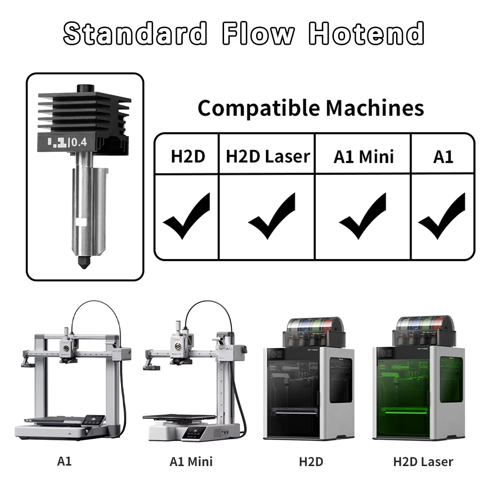 Upgrade P2S Hot End For Bambu Lab H2D H2S H2C Hotend Kit 0.2/0.4/0.6/0.8mm Hardened Steel Nozzle For Bamboo A1/A1mini Print Head
