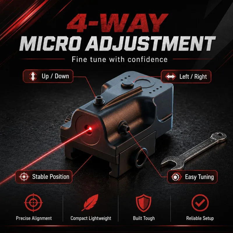 Lightweight Low‑Profile Red‑Dot Ornament, Fine‑Tunable Decor Part Compatible with Universal 20mm Rail Bracket