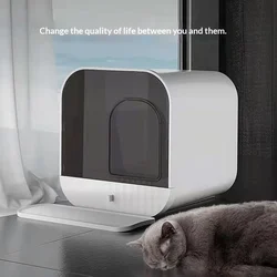 Caja de arena cerrada anti-salpicaduras, limpieza fácil para gatos