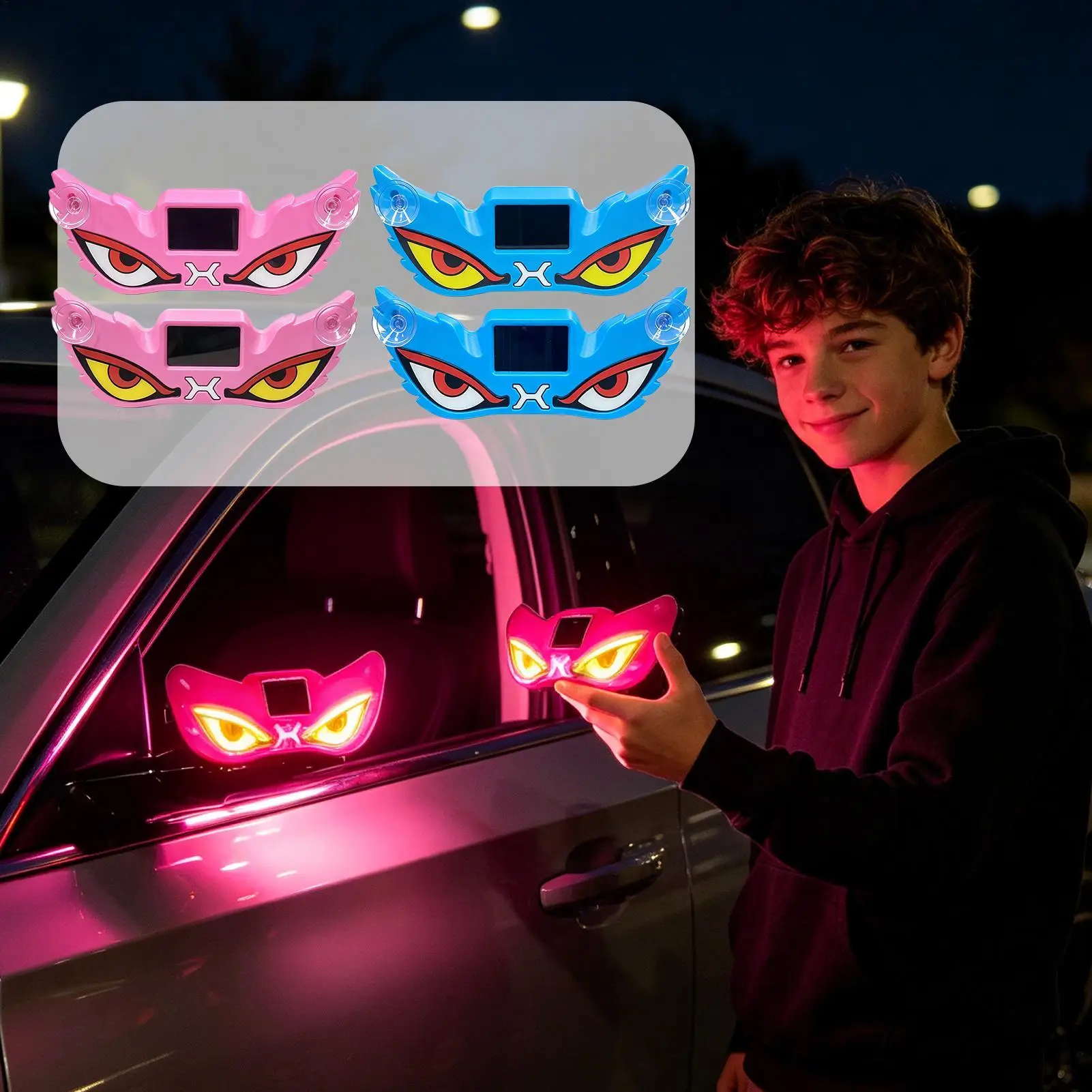 Solar Eye LED Light 5 Modes Waterproof No Drill Decoration Solar Powered LED Car Light For Vehicle SUV Van RV Truck Sports Daily