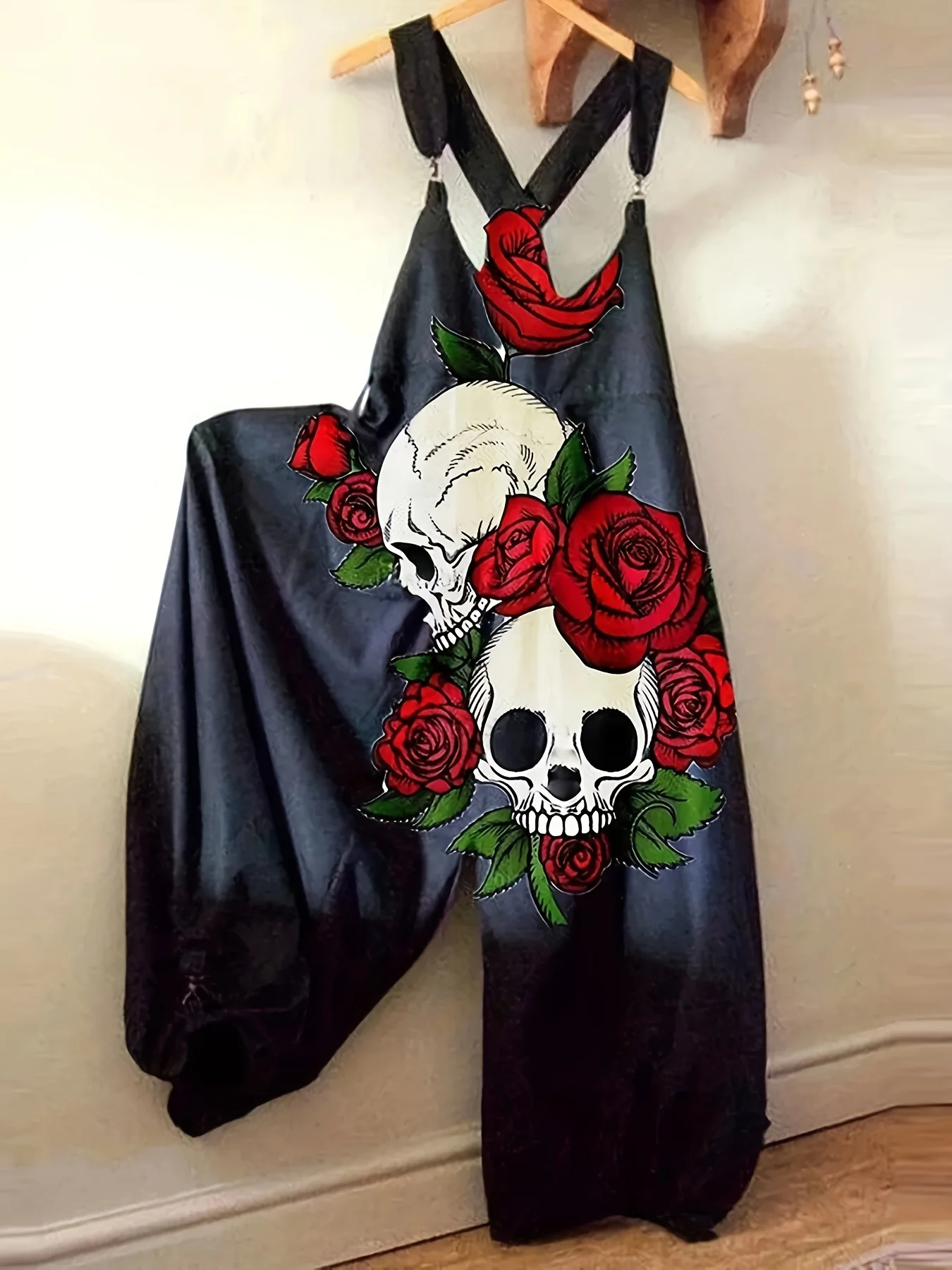 

Women's Summer Casual One-Piece Pants Neck Hanging Print Vacation Loose Sleeveless for Daily Wear