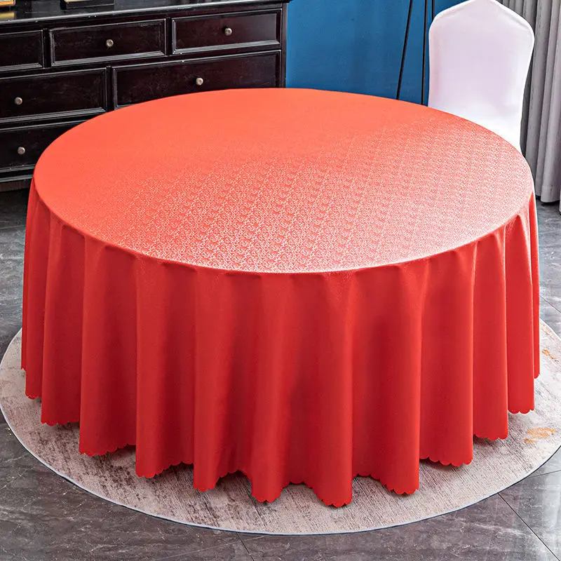 

Tablecloth large round table dedicated light luxury high-end hotel restaurant banquet simple fabric square round tablecloth