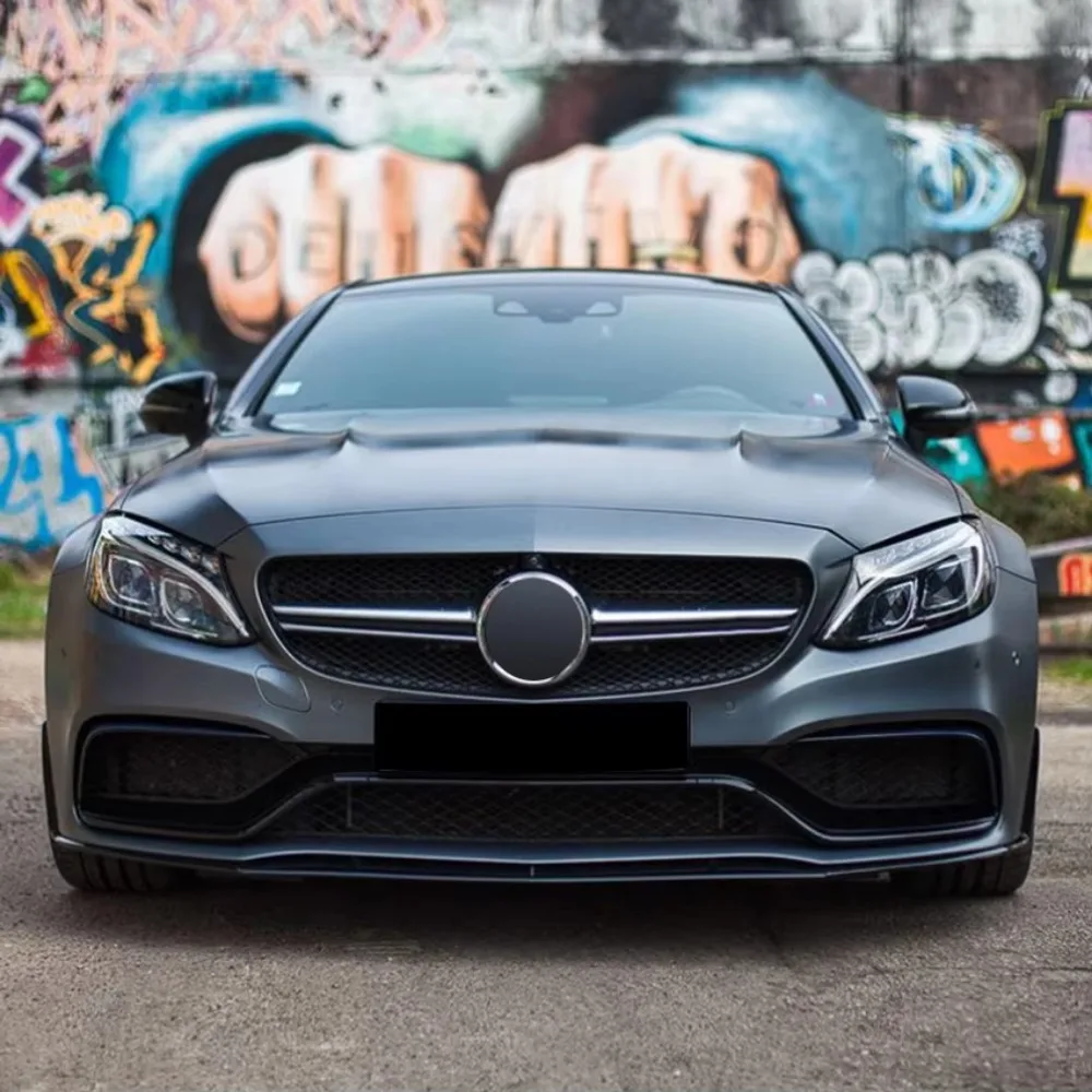 

For Mercedes-Benz C-Class W205 C205 C63 AMG 2015-2022 Front Bumper Spoiler Lip Lower Body Kit Diffuser Splitter Tuning Guard