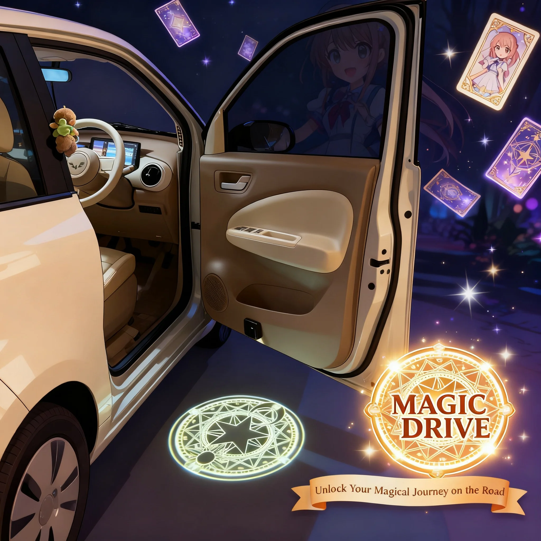 Kawaii Sailor Moon Anime Car Welcome Light Projector Lamp Motorcycle Atmosphere Lights Accessories Car Decoration Floor Lamp