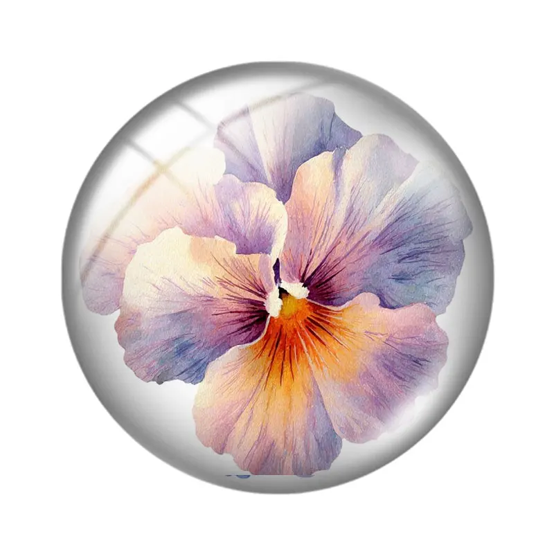 Watercolor Pansies 12/18/20/25mm glass cabochon  bracelet pendant rings for jewelry demo earrings back Making findings view 5