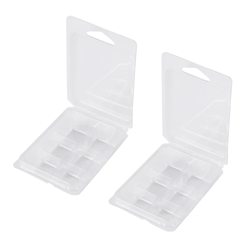 200 Packs Wax Melt Clamshells Molds Square, 6 Cavity Clear Plastic Cube Tray For Candle-Making & Soap