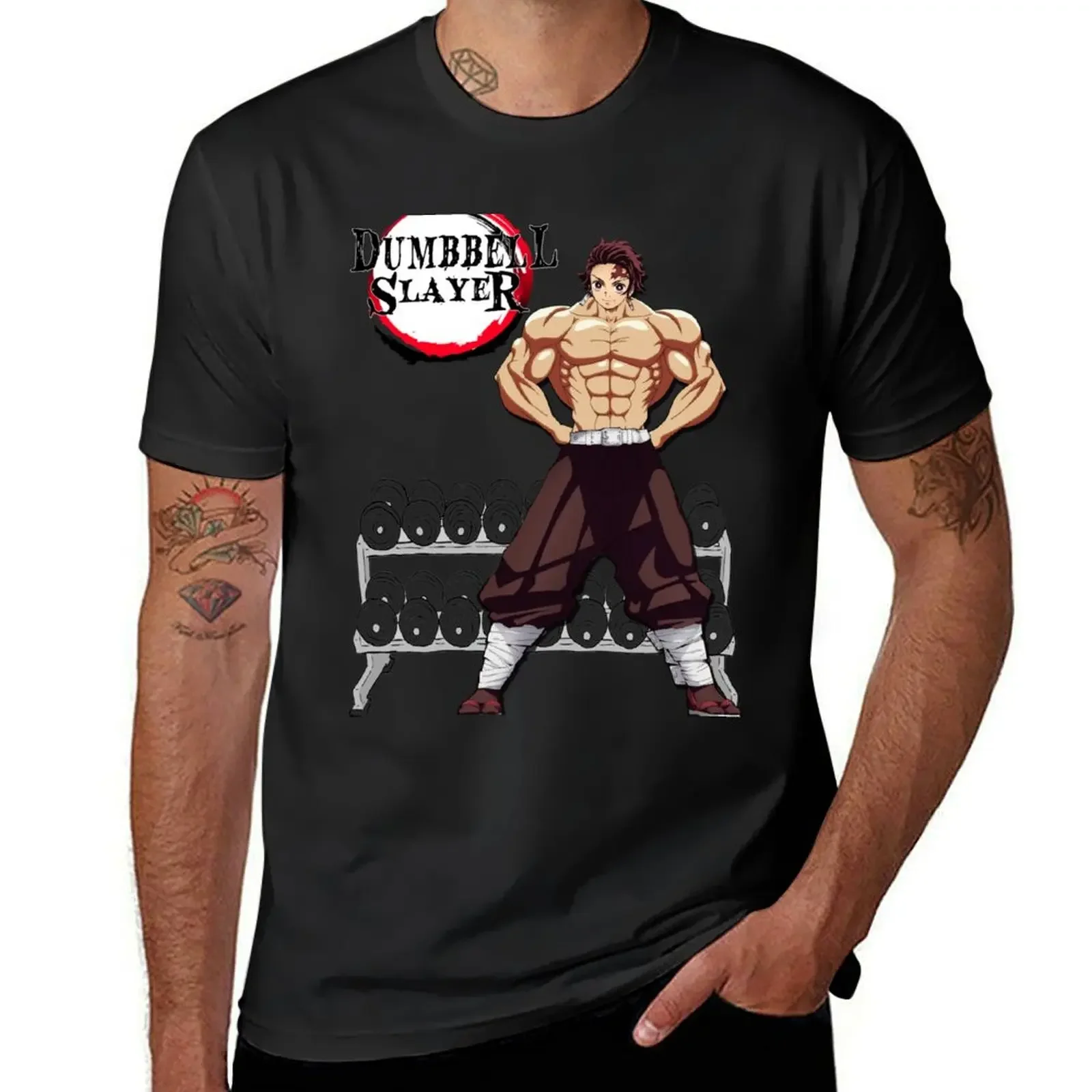 Dumbbell Slayer T-Shirt quick-drying cotton graphic tees men tshirt