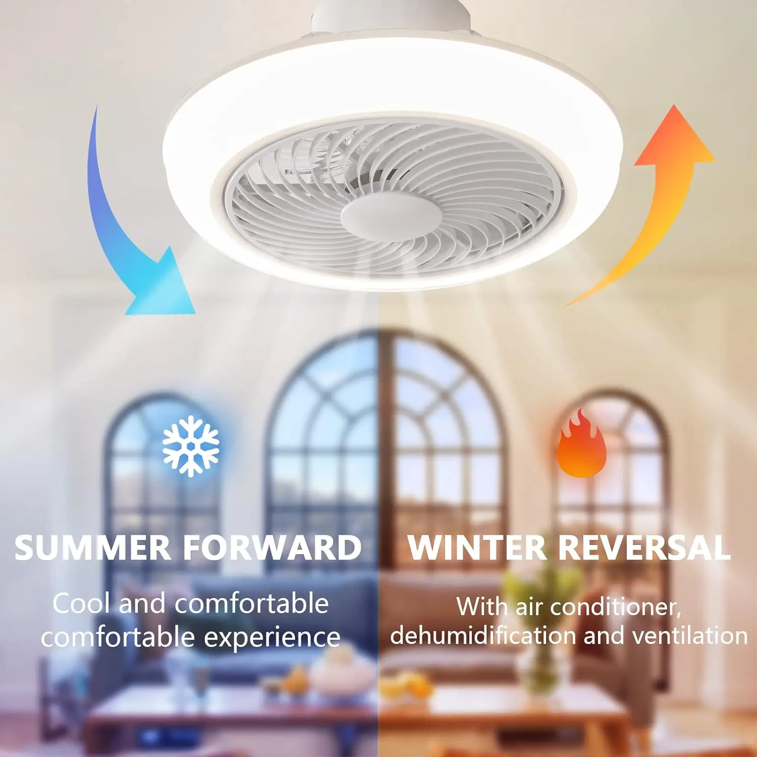 Ventilador de techo Led inteligente con Control remoto, lámpara grande de 72W para decoración de sala de estar, iluminación regulable para interiores