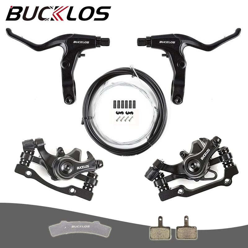 BUCKLOS Mechanical Disc Brake Caliper 22.2mm Bicycle Brake Levers with Cable Front Rear Disc Brake Set Mtb Cycling Accessories