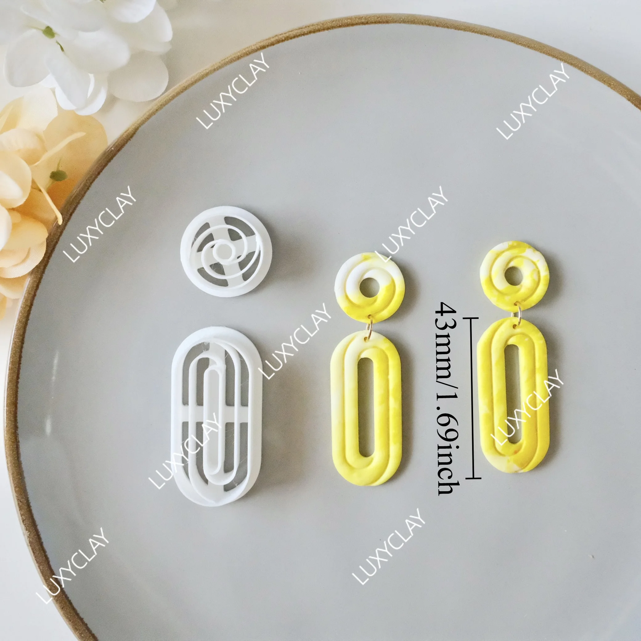 Geometric Line Jewelry Making Kit, Spiral Circle & Arch Shape Polymer Clay Cutters for DIY Pendants Earrings Jewelry Making