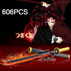 Anime Demon Slayer Tsugikuni Yoriichi Ninja Sword Building Blocks Blade Katana Knife Assembly Weapon Bricks Toy For Boy Kid Gift