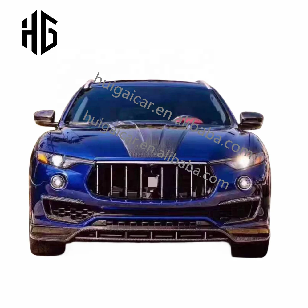 Maserati Levante rear spoiler fenders horn mouth glossy surface carbon fiber Msy style wide full bumper body kit