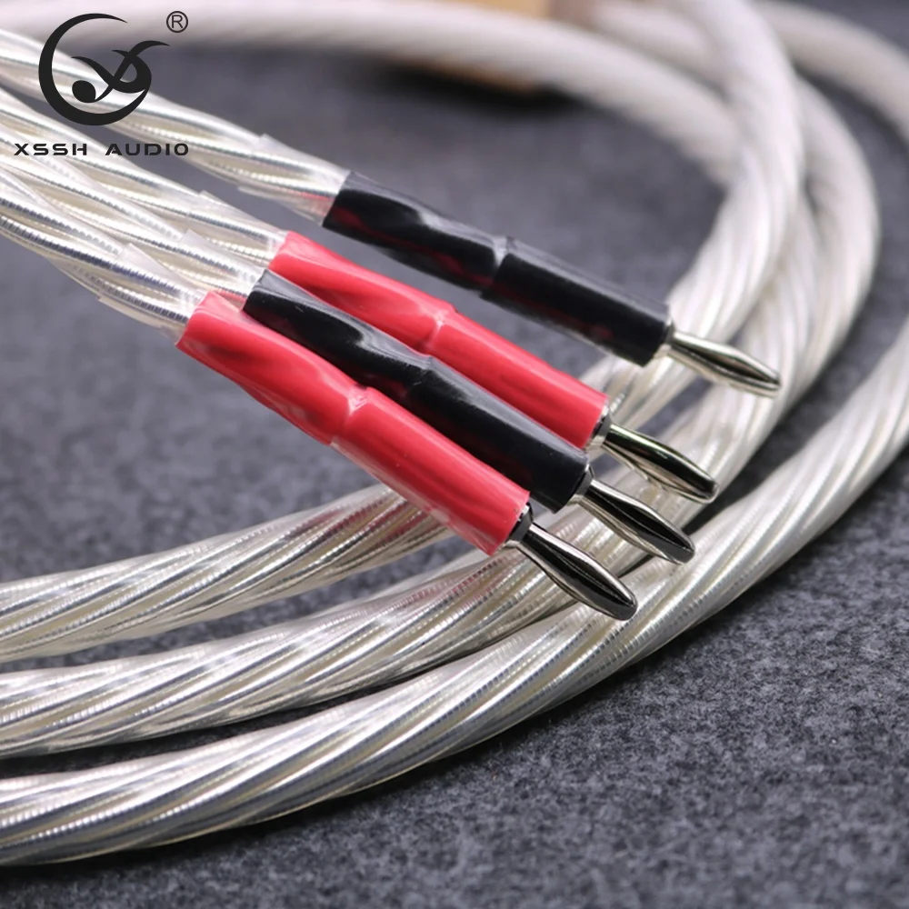 

Banana Plug Connection YIVO XSSH Audio Video DIY OEM RCA Line HIFI Audiophile 16AWGx8 Core High Purity Silver Wire Speaker Cable