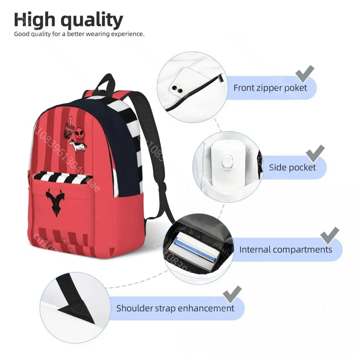 Helluvas-mochila b-boss Blitzos para niño y niña, morral informal con patrón de acampada, mochila de diseñador para escuela secundaria, regalo de