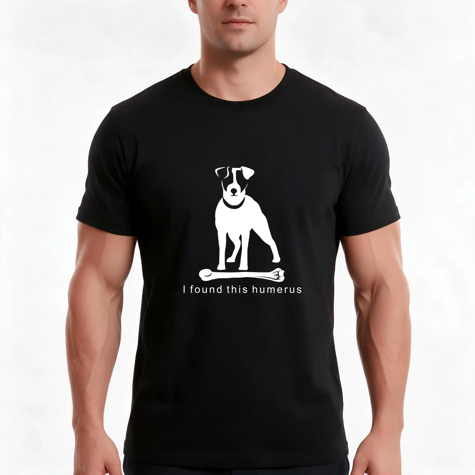 I found this humerus | Jack Russell Terrier JRT | NickerStickers? on Redbubble T-Shirt, Summer Casual Cotton Tee, 100% Cotton