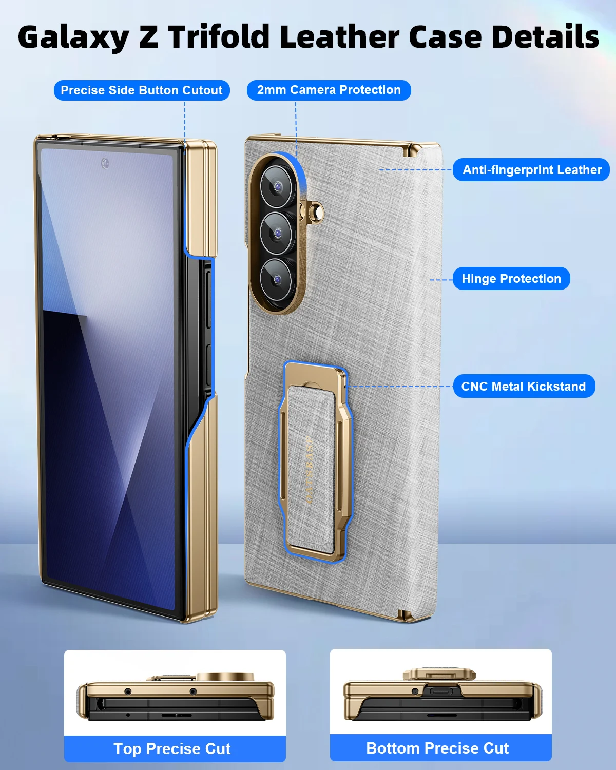 

Oatsbasf Leather Phone Case for Samsung Galaxy Z TriFold 360° Rotatable Strap Stand Case Lightweight Phone Cover Securely Grip