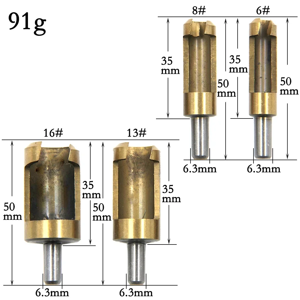 4Pcs Titanium Coated Shank Barrel Cork Drill Bit Plug Cutter Bored Hole Tenon Drills Hole Saw Arbors Woodwork Tools