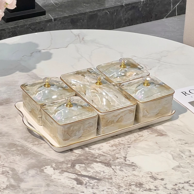 

Ceramic fruit plate living room light luxury high-end household afternoon tea snack plate nuts dried fruit snacks