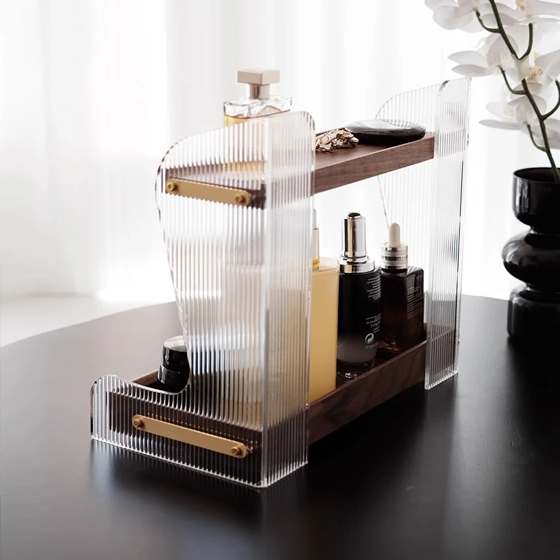 خزانة ملابس ألمانية فاخرة خفيفة، منتجات العناية بالبشرة، رف تخزين مستحضرات التجميل، رف سطح المكتب، مغسلة، صندوق تخزين أكريليك.