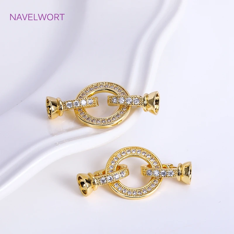 18K Gold Plated Heart Pearl Clasp Connector For Bracelet Necklace Making,Inlaid Zircon Hook Clasp,Brass Jewelry Accessories