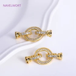 18K Gold Plated Heart Pearl Clasp Connector For Bracelet Necklace Making,Inlaid Zircon Hook Clasp,Brass Jewelry Accessories