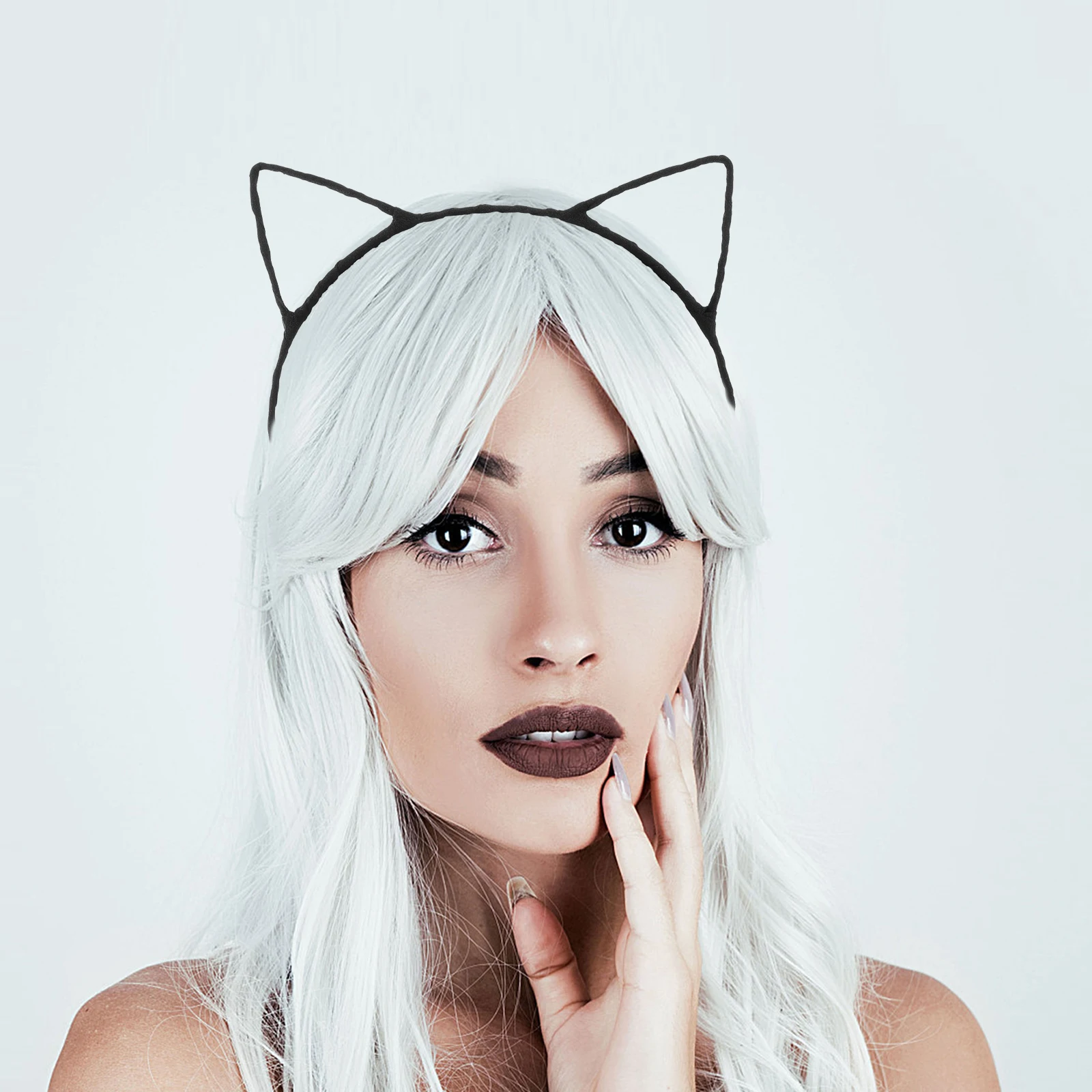 

Cat Ears Headband Black Silk Metal Costume Party Accessory For Women Ladies Masquerade Ball Festival Prom Wear Funny Dress