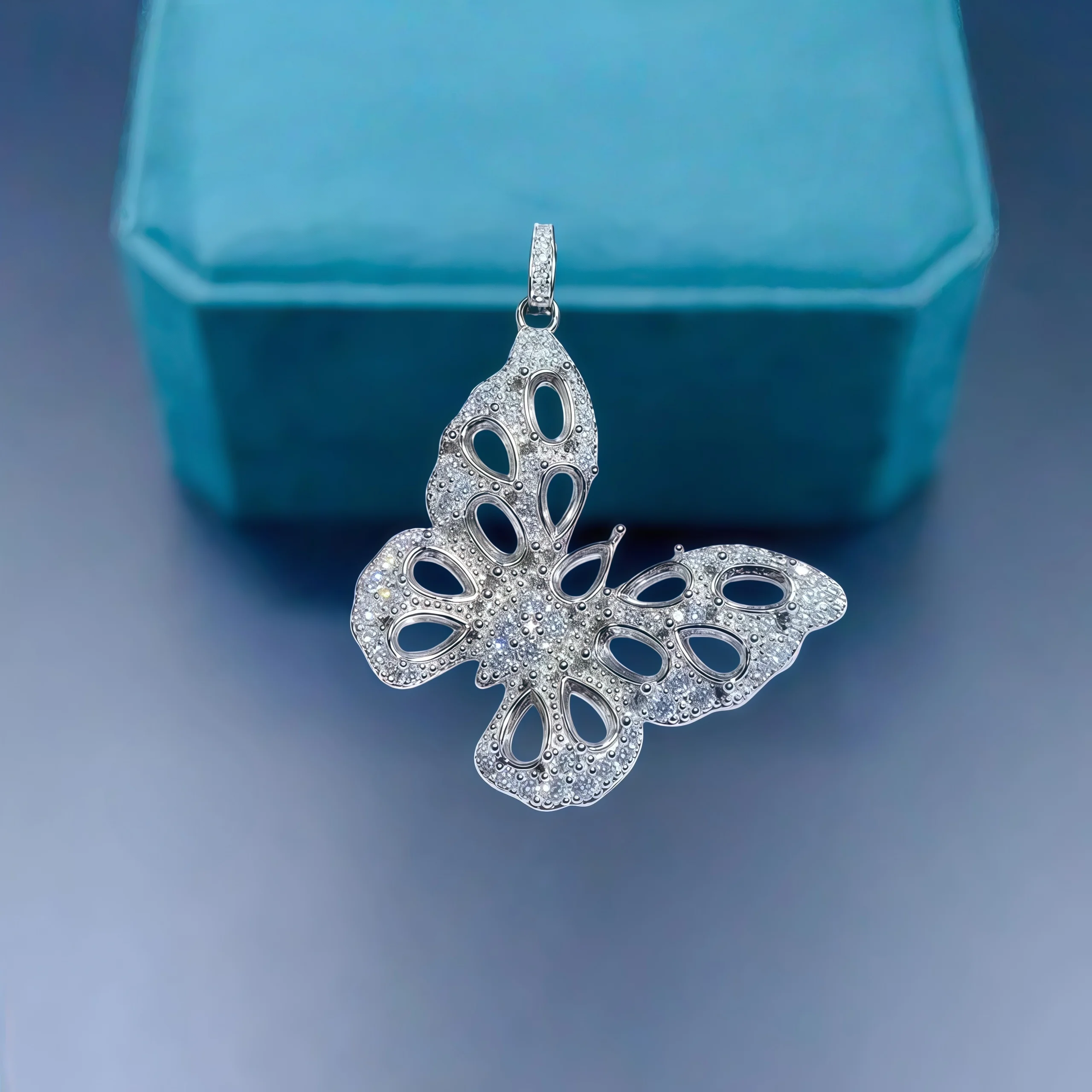 

Fashion DIY Empty Pendant Holder S925 Sterling Silver Inlay3*5mm Ellipse Water Drop Stone Fine Butterfly Charm Jewelry for Woman