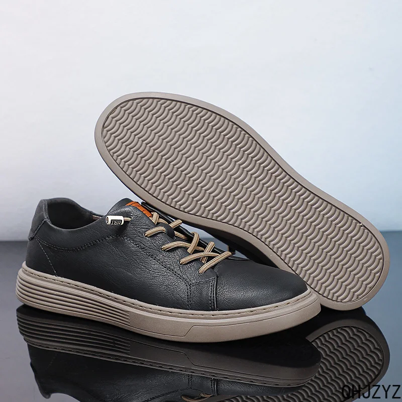 Size 36-47 Men's Italian Genuine Leather Low-top Casual Sneakers Lace-up Office Dress Shoes Cowhide Large