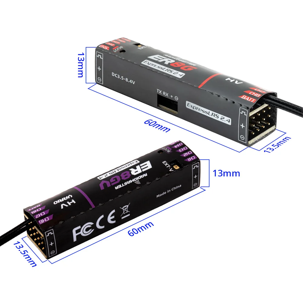 Radiomaster PWM Receiver ER4 4CH/ER6 ER6G ER6GV 2.4G 6CH/ER8 ER8G ER8GV 8CH CRSF ELRS 2.4Ghz 100mw for Aircraft Boat