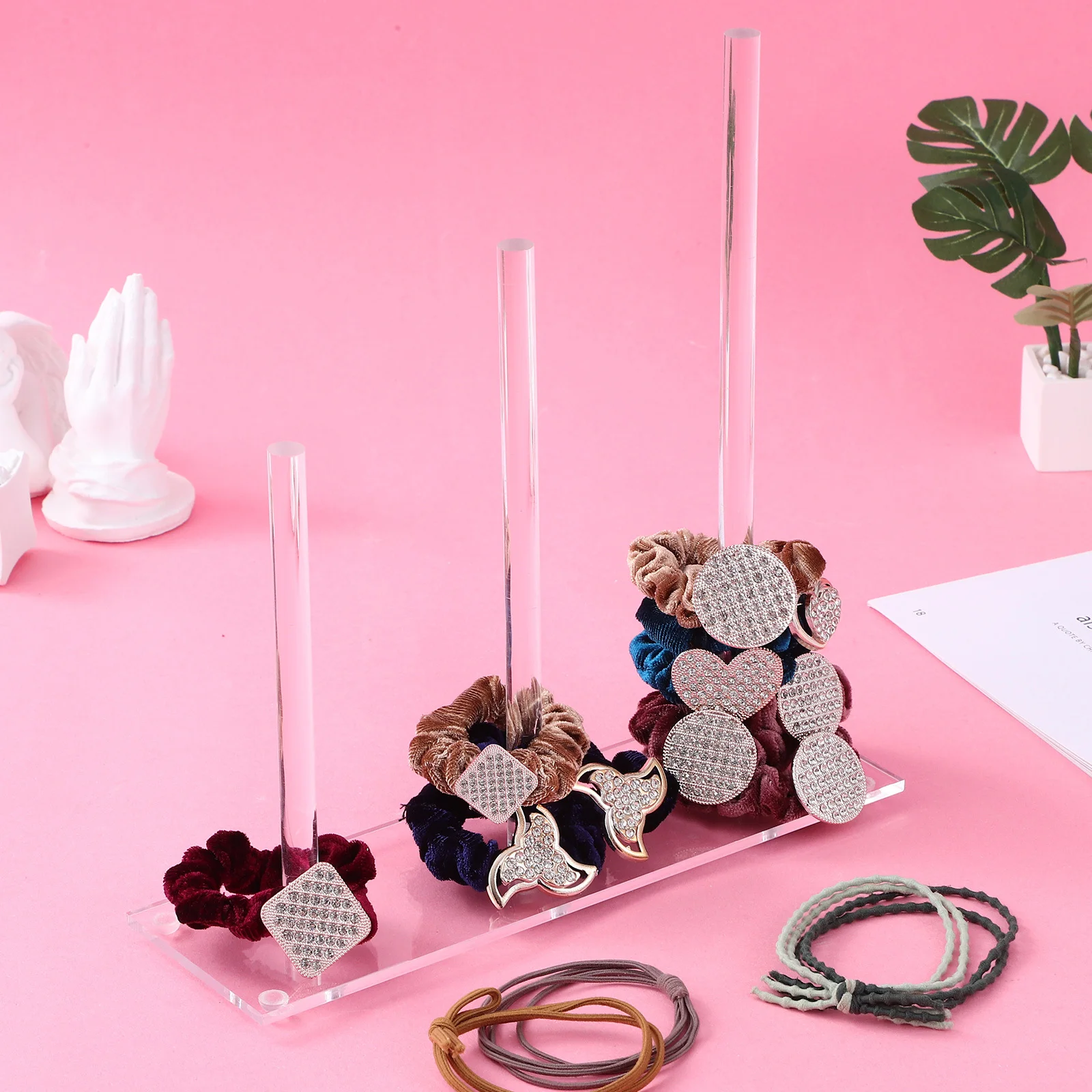 

2Pcs Clear Acrylic Hair Tie Organizer 3 Layer Storage Scrunchie Holder Bracelet Stand Scrunchie Holder Hair Tie Organizer