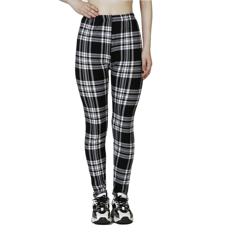 Black and White Checkered WOMEN\'S Sports and Fitness Leggings