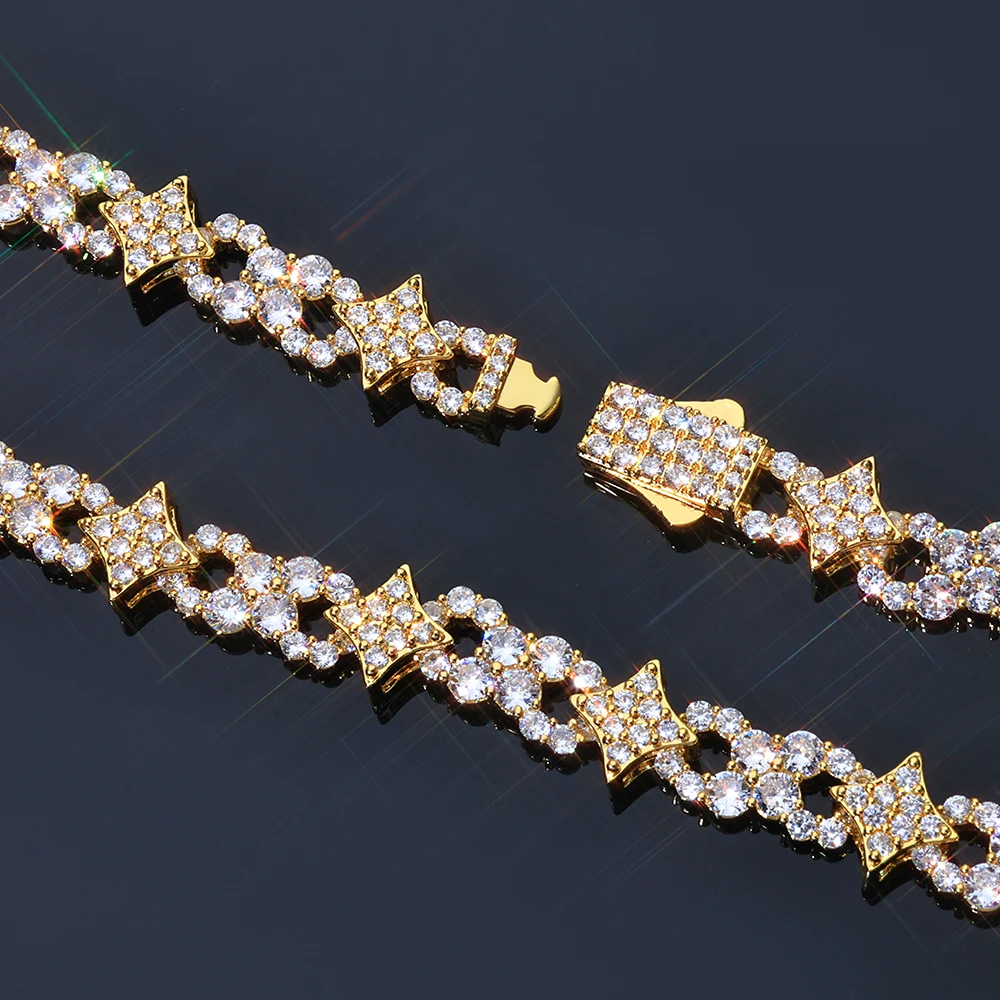 

Браслет ESKEEM с пружинным замком и застежкой Iced Out, циркон, четырехконечная звезда, дизайн бесконечности, блестящие ювелирные изделия в стиле хип-хоп