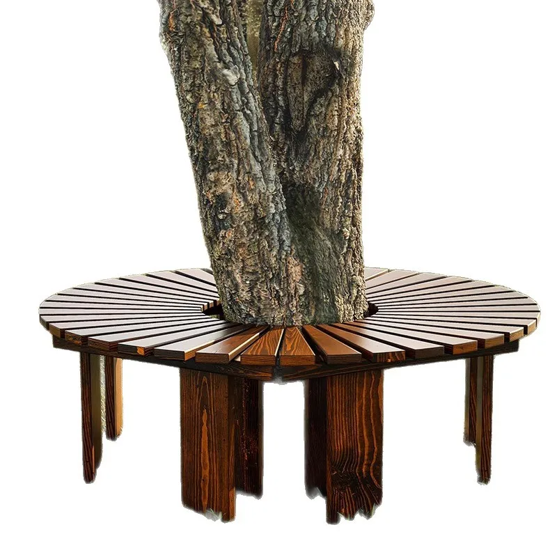 

Outdoor tree stool preservative wood park chair tree pool outdoor leisure seat courtyard bench garden